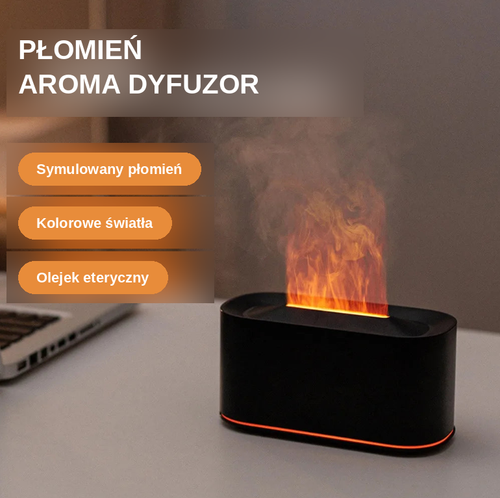 Dyfuzor Zapachowy z Efektem Płomienia — Kolorowy Nawilżacz Powietrza do Aromaterapii